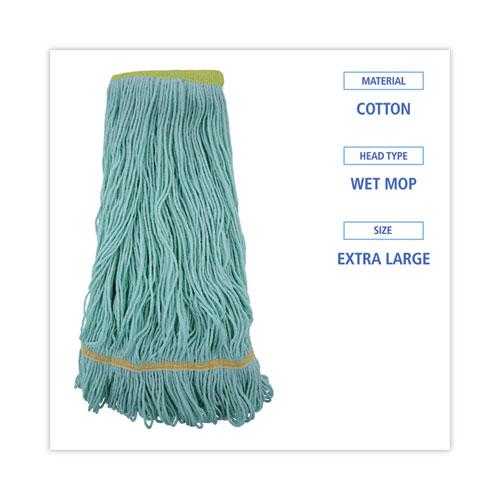 EcoMop Looped-End Mop Head, Recycled Fibers, Extra Large Size, Green, 12/CT. Picture 2