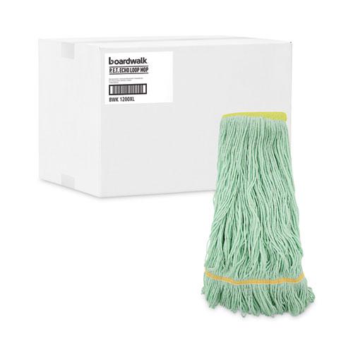 EcoMop Looped-End Mop Head, Recycled Fibers, Extra Large Size, Green, 12/CT. Picture 9