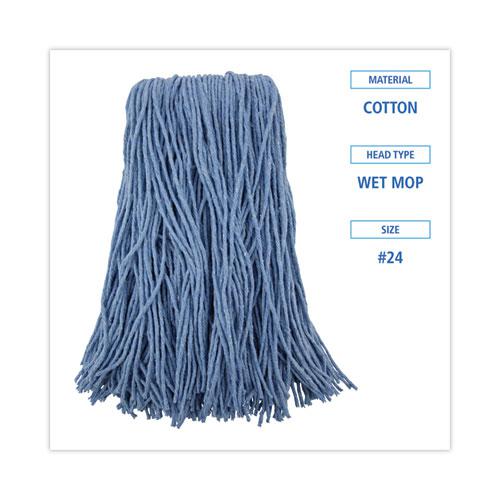 Mop Head, Standard Head, Cotton/Synthetic Fiber, Cut-End, #24, Blue, 12/Carton. Picture 2