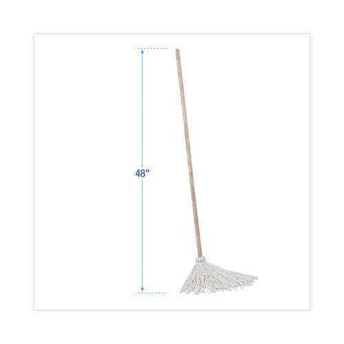 Handle/Deck Mops, #12 White Rayon Head, 48" Natural Wood Handle, 6/Pack. Picture 2