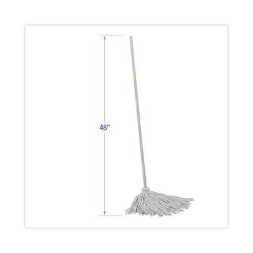 Handle/Deck Mops, #16 White Cotton Head, 48" Natural Wood Handle. Picture 2
