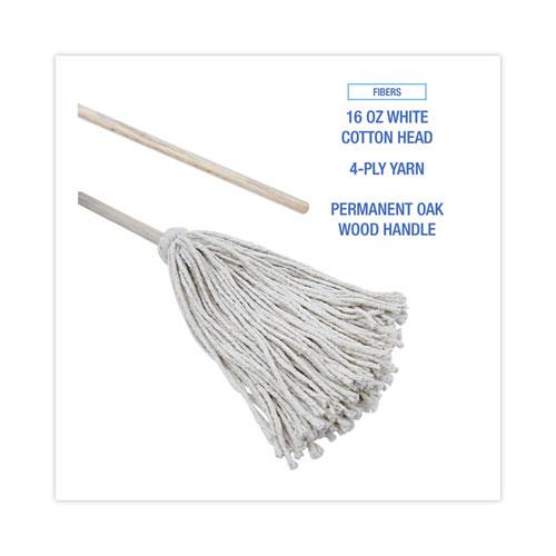 Handle/Deck Mops, #16 White Cotton Head, 48" Natural Wood Handle. Picture 3