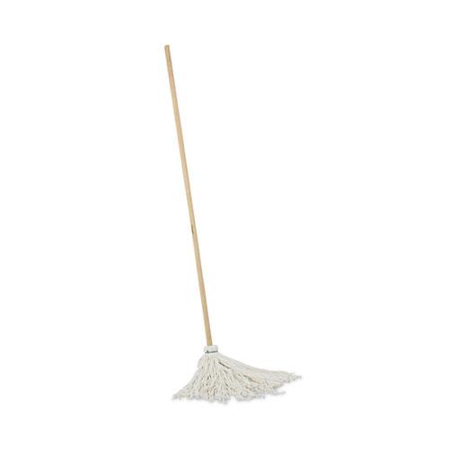 Handle/Deck Mops, #16 White Rayon Head, 48" Natural Wood Handle. Picture 1
