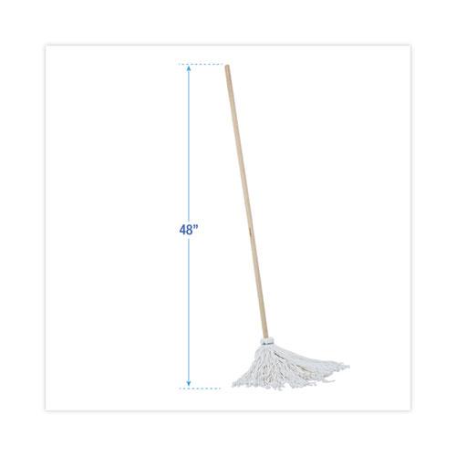 Handle/Deck Mops, #16 White Rayon Head, 48" Natural Wood Handle. Picture 2