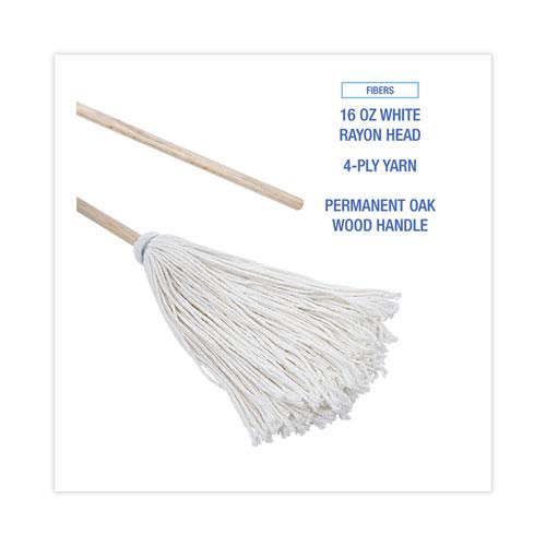 Handle/Deck Mops, #16 White Rayon Head, 48" Natural Wood Handle. Picture 3