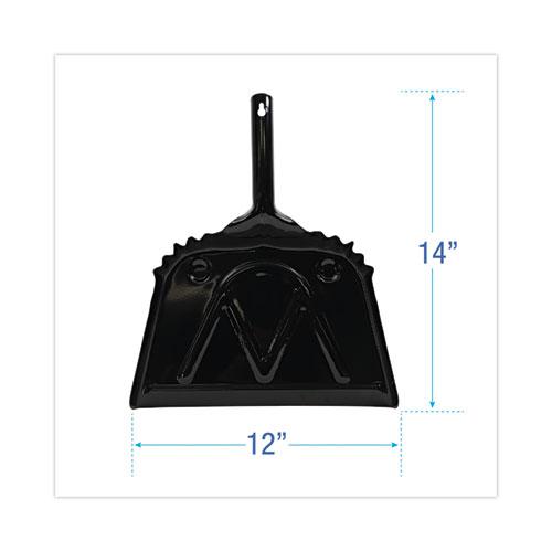 Metal Dust Pan, 12 x 14, 2" Handle, 20-Gauge Steel, Black, 12/Carton. Picture 2