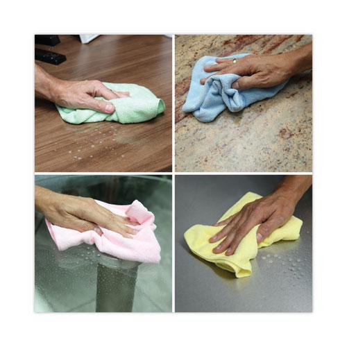 Lightweight Microfiber Cleaning Cloths, 16 x 16, Pink, 24/Pack. Picture 4