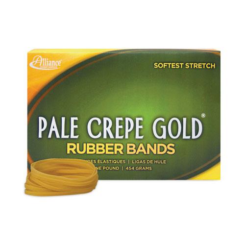 Pale Crepe Gold Rubber Bands, Size 32, 0.04" Gauge, Golden Crepe, 1 lb Box, 1,100/Box. Picture 1