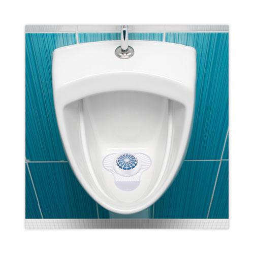 Urinal Screen with Non-Para Cleaner Block, Green Apple Scent, 3.25 oz, Blue/White, 12/Box. Picture 4