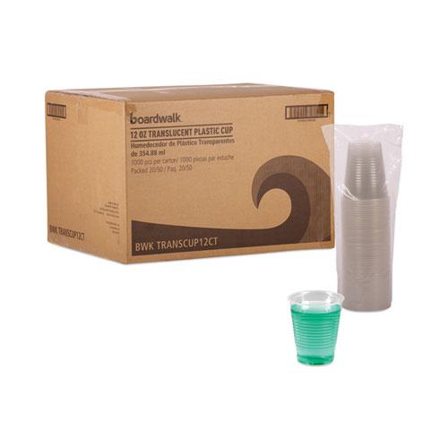 Translucent Plastic Cold Cups, 12 oz, Polypropylene, 50 Cups/Sleeve, 20 Sleeves/Carton. Picture 5