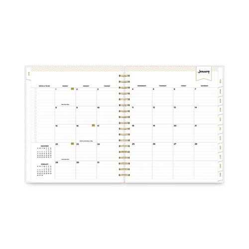 Day Designer Daily/Monthly Frosted Planner, Rugby Stripe Artwork, 10 x 8, Black/White Cover, 12-Month (July-June): 2024-2025. Picture 5