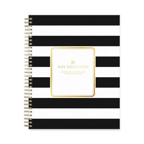 Day Designer Daily/Monthly Frosted Planner, Rugby Stripe Artwork, 10 x 8, Black/White Cover, 12-Month (July-June): 2024-2025. Picture 2