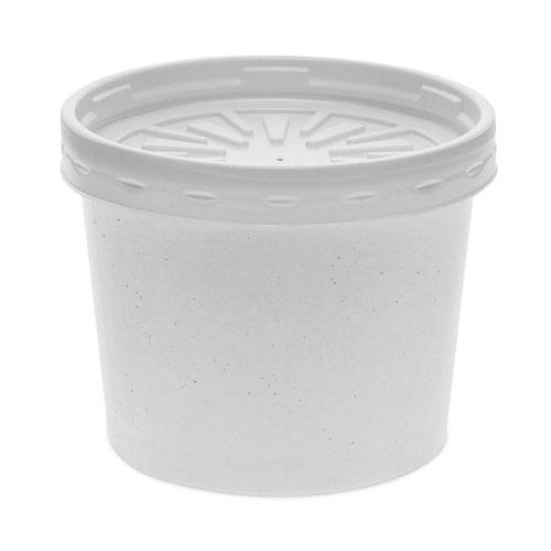 Paper Round Food Container and Lid Combo, 12 oz, 3.75" Diameter x 3h", White, 250/Carton. Picture 1