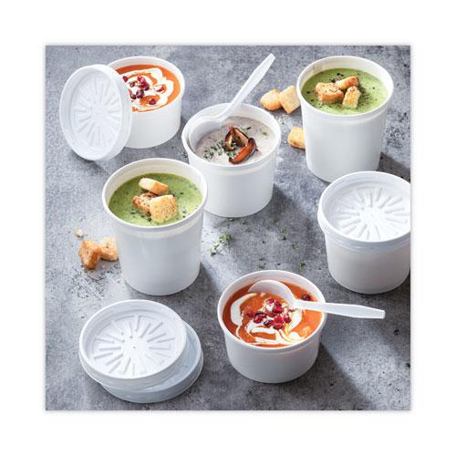 Paper Round Food Container and Lid Combo, 12 oz, 3.75" Diameter x 3h", White, 250/Carton. Picture 2