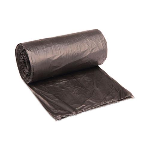 High-Density Can Liners, 60 gal, 14 mic, 38" x 58", Black, 25 Bags/Roll, 8 Rolls/Carton. Picture 1