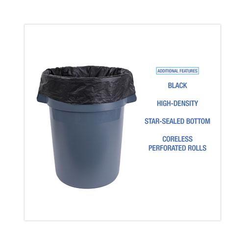 High-Density Can Liners, 60 gal, 14 mic, 38" x 58", Black, 25 Bags/Roll, 8 Rolls/Carton. Picture 4