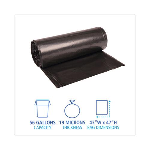 High-Density Can Liners, 56 gal, 19 mic, 43" x 47", Black, 25 Bags/Roll, 6 Rolls/Carton. Picture 2