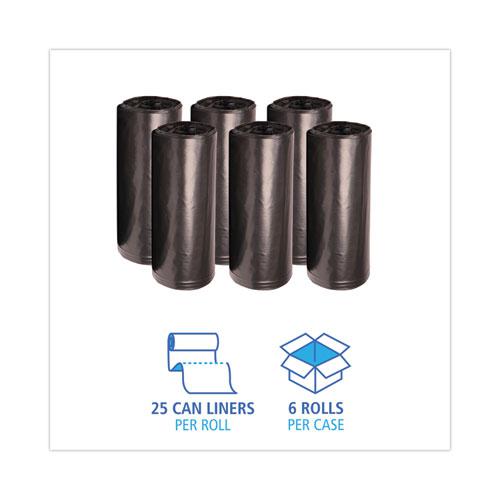 High-Density Can Liners, 56 gal, 19 mic, 43" x 47", Black, 25 Bags/Roll, 6 Rolls/Carton. Picture 3