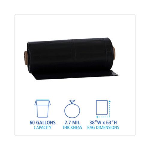 Industrial Drum Liners Rolls, 60 gal, 2.7 mil, 38 x 63, Black, 1 Roll of 50 Bags. Picture 2