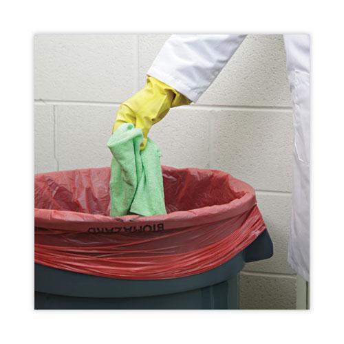 Linear Low Density Health Care Trash Can Liners, 33 gal, 1.3 mil, 33 x 39, Red, 150/Carton. Picture 5