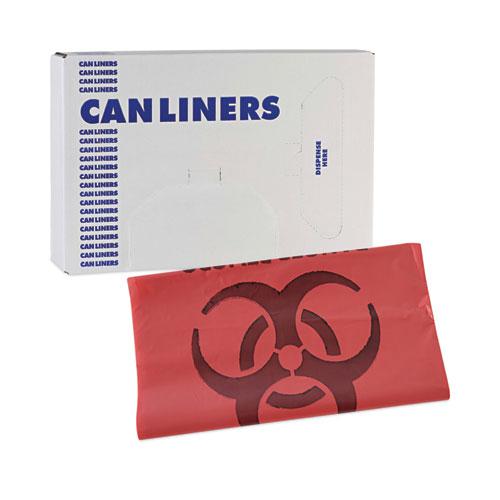 Linear Low Density Health Care Trash Can Liners, 33 gal, 1.3 mil, 33 x 39, Red, 150/Carton. Picture 7