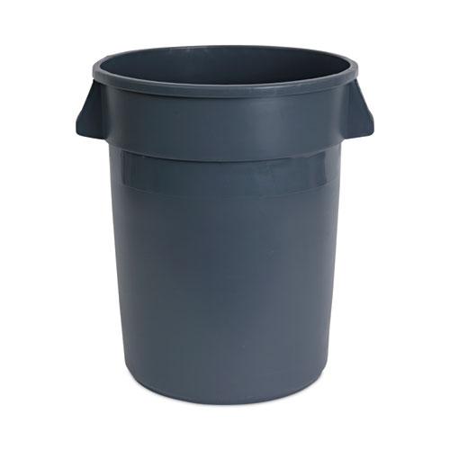 Round Waste Receptacle, 32 gal, Linear-Low-Density Polyethylene, Gray. Picture 1
