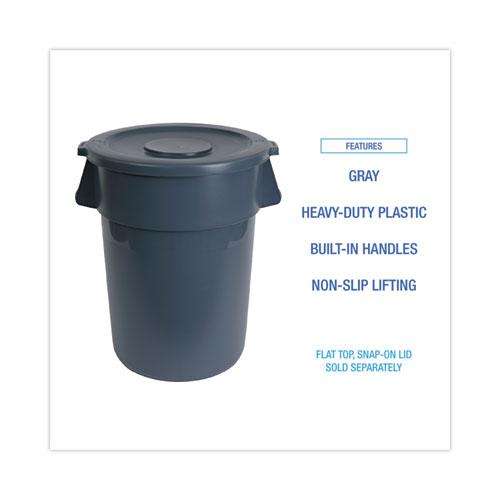Round Waste Receptacle, 32 gal, Linear-Low-Density Polyethylene, Gray. Picture 3