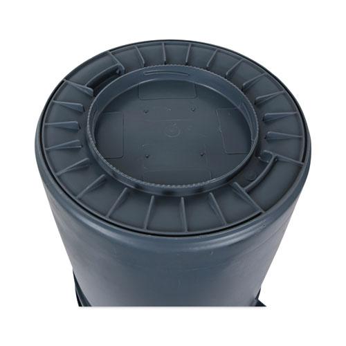 Round Waste Receptacle, 32 gal, Linear-Low-Density Polyethylene, Gray. Picture 6