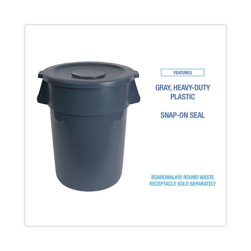 Lids for 32 gal Waste Receptacle, Flat-Top, Round, Plastic, Gray. Picture 4