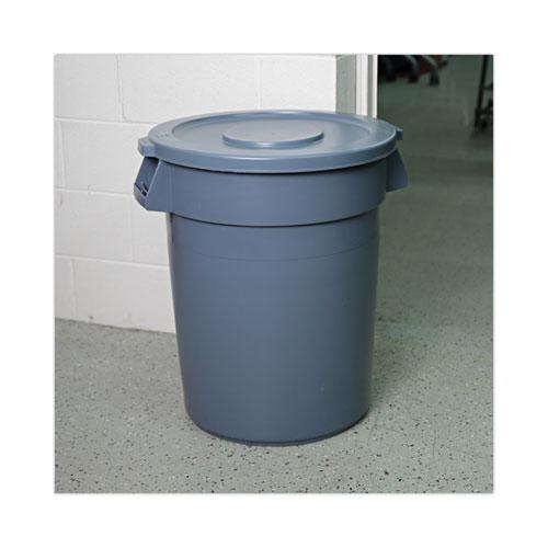 Lids for 32 gal Waste Receptacle, Flat-Top, Round, Plastic, Gray. Picture 5