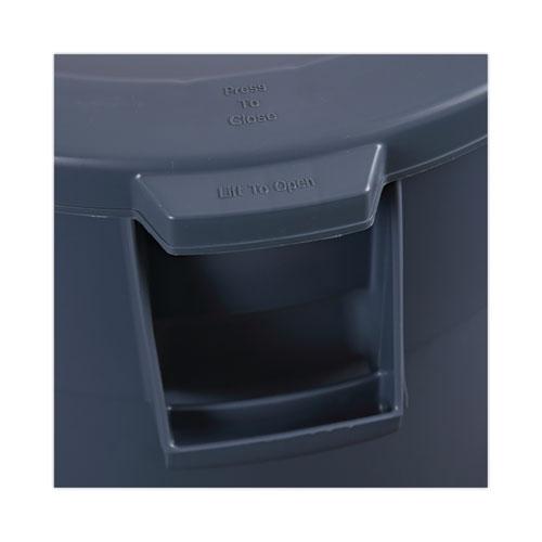 Lids for 32 gal Waste Receptacle, Flat-Top, Round, Plastic, Gray. Picture 6
