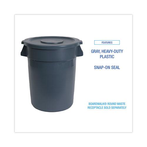 Lids for 44 gal Waste Receptacles, Flat-Top, Round, Plastic Gray. Picture 4