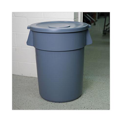Lids for 44 gal Waste Receptacles, Flat-Top, Round, Plastic Gray. Picture 5