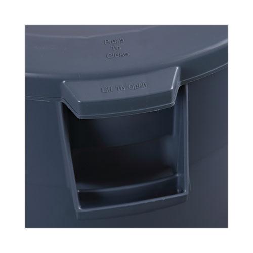 Lids for 44 gal Waste Receptacles, Flat-Top, Round, Plastic Gray. Picture 6