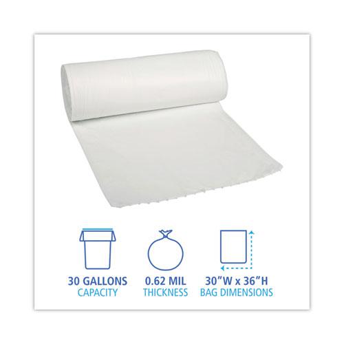 Linear Low Density Can Liners, 30 gal, 0.5 mil, 30" x 36", White, 10 Bags/Roll, 20 Rolls/Carton. Picture 2