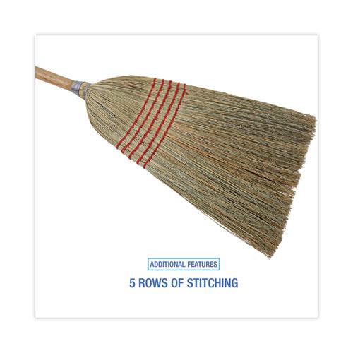 Parlor Broom, Corn Fiber Bristles, 55" Overall Length, Natural. Picture 3