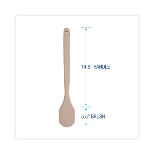 Utility Brush, Cream Nylon Bristles, 5.5" Brush, 14.5" Tan Plastic Handle. Picture 2