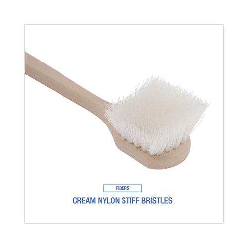 Utility Brush, Cream Nylon Bristles, 5.5" Brush, 14.5" Tan Plastic Handle. Picture 4