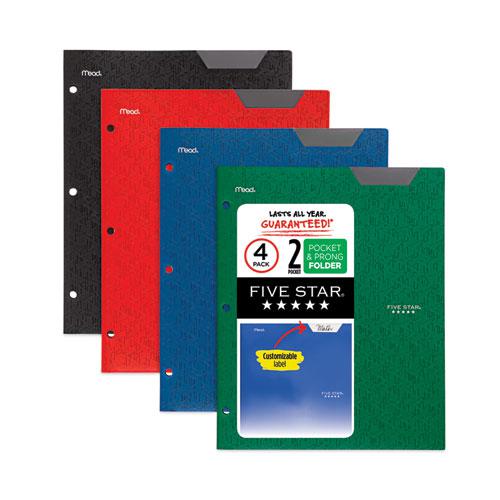 Two-Pocket Stay-Put Plastic Folder, 11 x 8.5, Assorted, 4/Pack. Picture 1