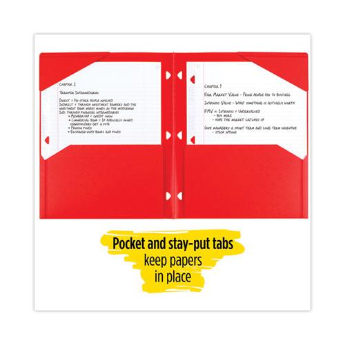 Two-Pocket Stay-Put Plastic Folder, 11 x 8.5, Assorted, 4/Pack. Picture 10
