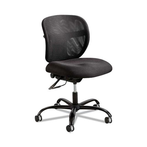Vue Intensive-Use Mesh Task Chair, Supports Up to 500 lb, 18.5" to 21" Seat Height, Black Vinyl Seat/Back, Black Base. Picture 1