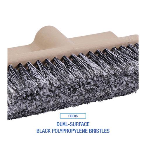 Dual-Surface Black Polypropylene Bristles, 10" Brush, Brown Plastic Handle. Picture 3