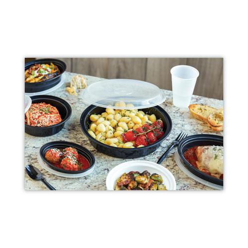 Newspring VERSAtainer Microwavable Containers, 16 oz, 6" Diameter, Black/Clear, Plastic, 150/Carton. Picture 7