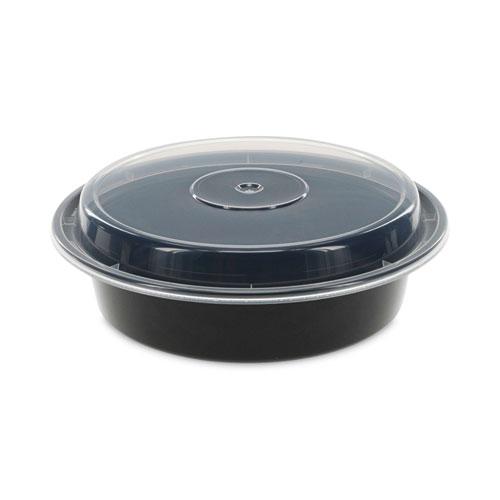 Newspring VERSAtainer Microwavable Containers, 24 oz, 7" Diameter, Black/Clear, Plastic, 150/Carton. Picture 1
