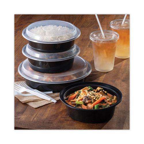 Newspring VERSAtainer Microwavable Containers, 24 oz, 7" Diameter, Black/Clear, Plastic, 150/Carton. Picture 5