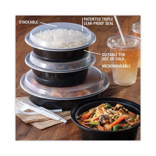 Newspring VERSAtainer Microwavable Containers, 24 oz, 7" Diameter, Black/Clear, Plastic, 150/Carton. Picture 6