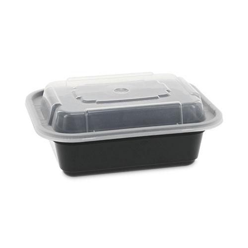 Newspring VERSAtainer Microwavable Containers, 12 oz, 4.5 x 5.5 x 1.75, Black/Clear, Plastic, 150/Carton. The main picture.