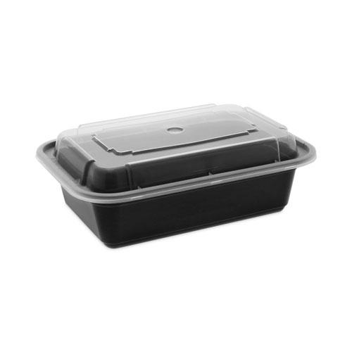 Newspring VERSAtainer Microwavable Containers, 24 oz, 5 x 7.25 x 2, Black/Clear, Plastic, 150/Carton. Picture 1