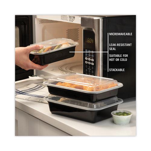 Newspring VERSAtainer Microwavable Containers, 24 oz, 5 x 7.25 x 2, Black/Clear, Plastic, 150/Carton. Picture 6