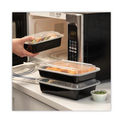 Newspring VERSAtainer Microwavable Containers, 38 oz, 6 x 8.5 x 2, Black/Clear, 150/Carton. Picture 5